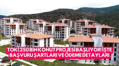 TOKİ 250 Bin Konut Projesi Başlıyor! İşte Başvuru Şartları ve Ödeme Detayları